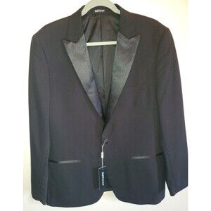 SuitShop Black Peak Lapel Tuxedo Jacket 44R NWT Slim Fit PKTXSJ44R-S Tux